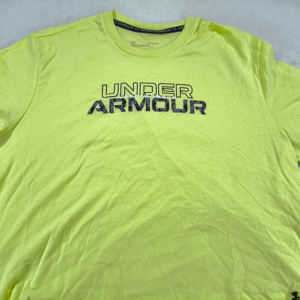 Under Armour Graphic Crew Neck Short Sleeve Casual T Shirt Womens Size XL Yellow